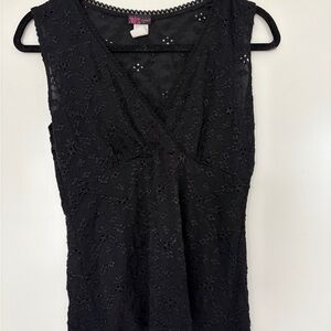 Agenda Black Top with Pink Floral Label Detail